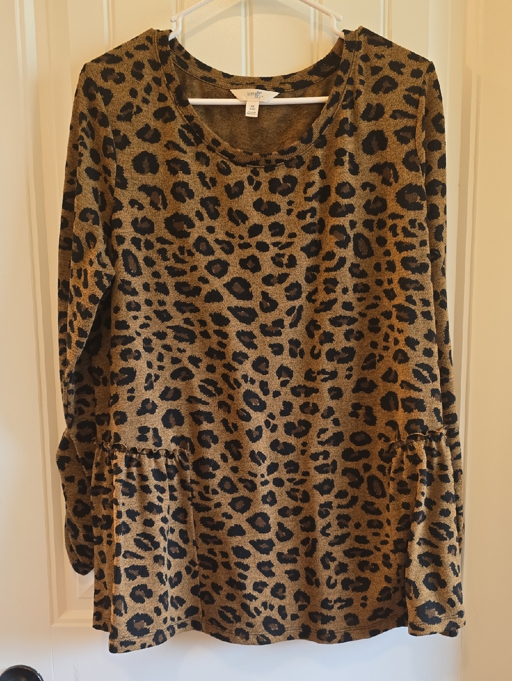 Leopard Print Peplum Tunic - Brown & Black